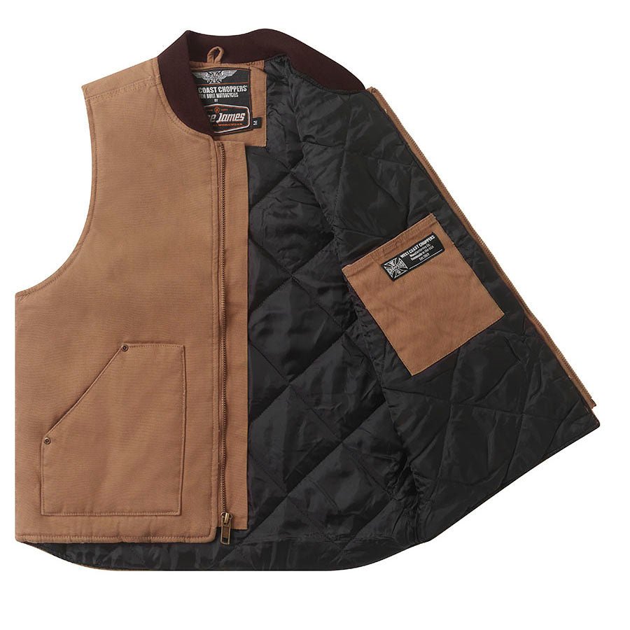 WCC HEAVY DUTY CANVAS WORKVEST - FRONTIER BROWN - West Coast Choppers