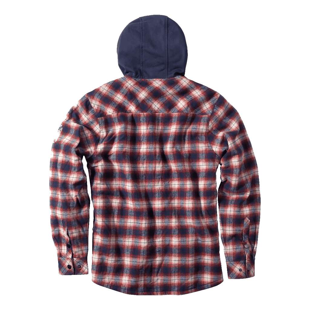 WCC SHERPA LINED FLANNEL JACKET - NAVY/RED - West Coast Choppers