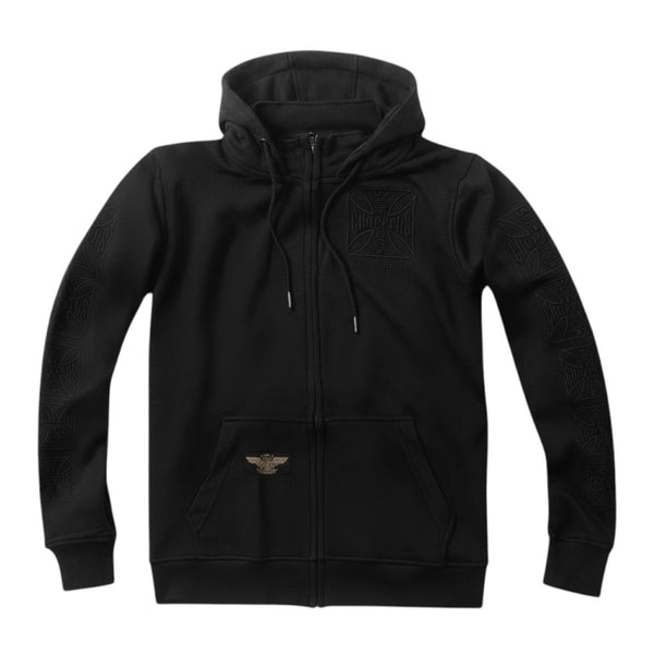 WCC DOMINATOR EMBROIDERED ZIP HOODY - BLACK – West Coast Choppers