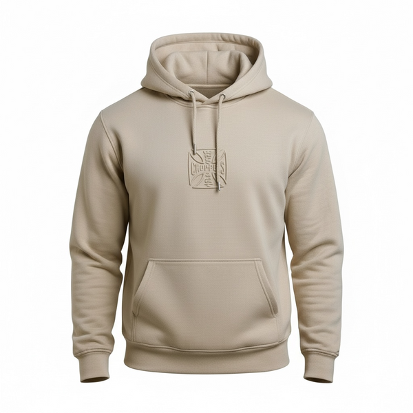 WCC Embossed Sweat Hoody - Beige – West Coast Choppers