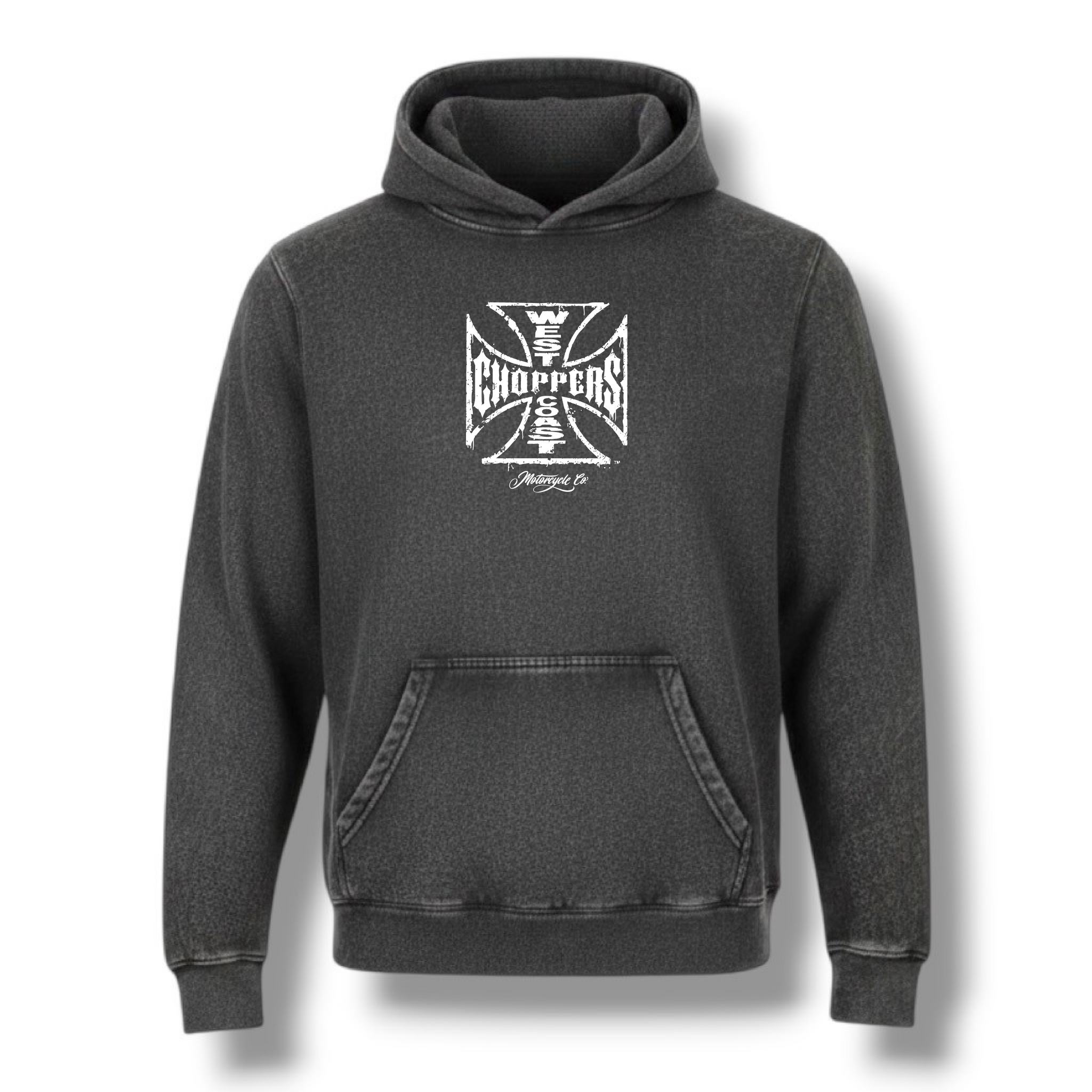 WCC WORN CROSS HOODY - VINTAGE BLACK – West Coast Choppers