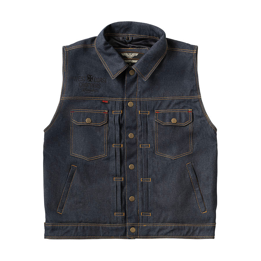 WCC x 13 1/2 Dominator Denim Riding Vest -Raw Denim – West Coast