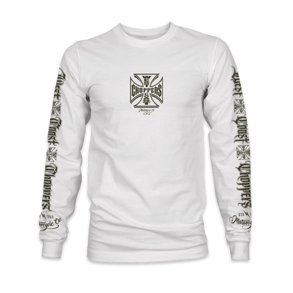 WCC GANGSCRIPT LONG SLEEVE - WHITE – West Coast Choppers