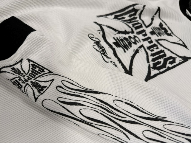 WCC WORN CROSS WAFFLE LONG SLEEVE - WHITE – West Coast Choppers WCC WORN CROSS WAFFLE LONG SLEEVE - WHITE – West Coast Choppers