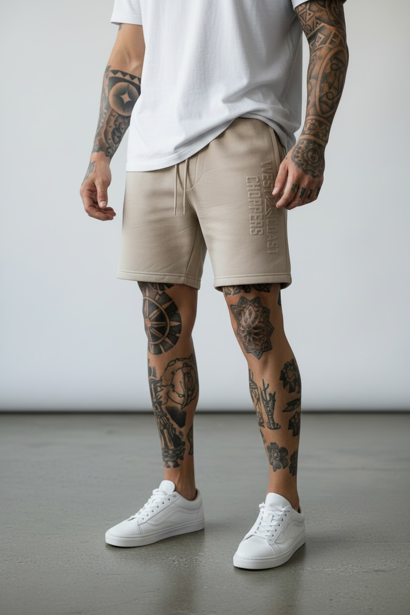 WCC Embossed Sweat Short - Beige – West Coast Choppers