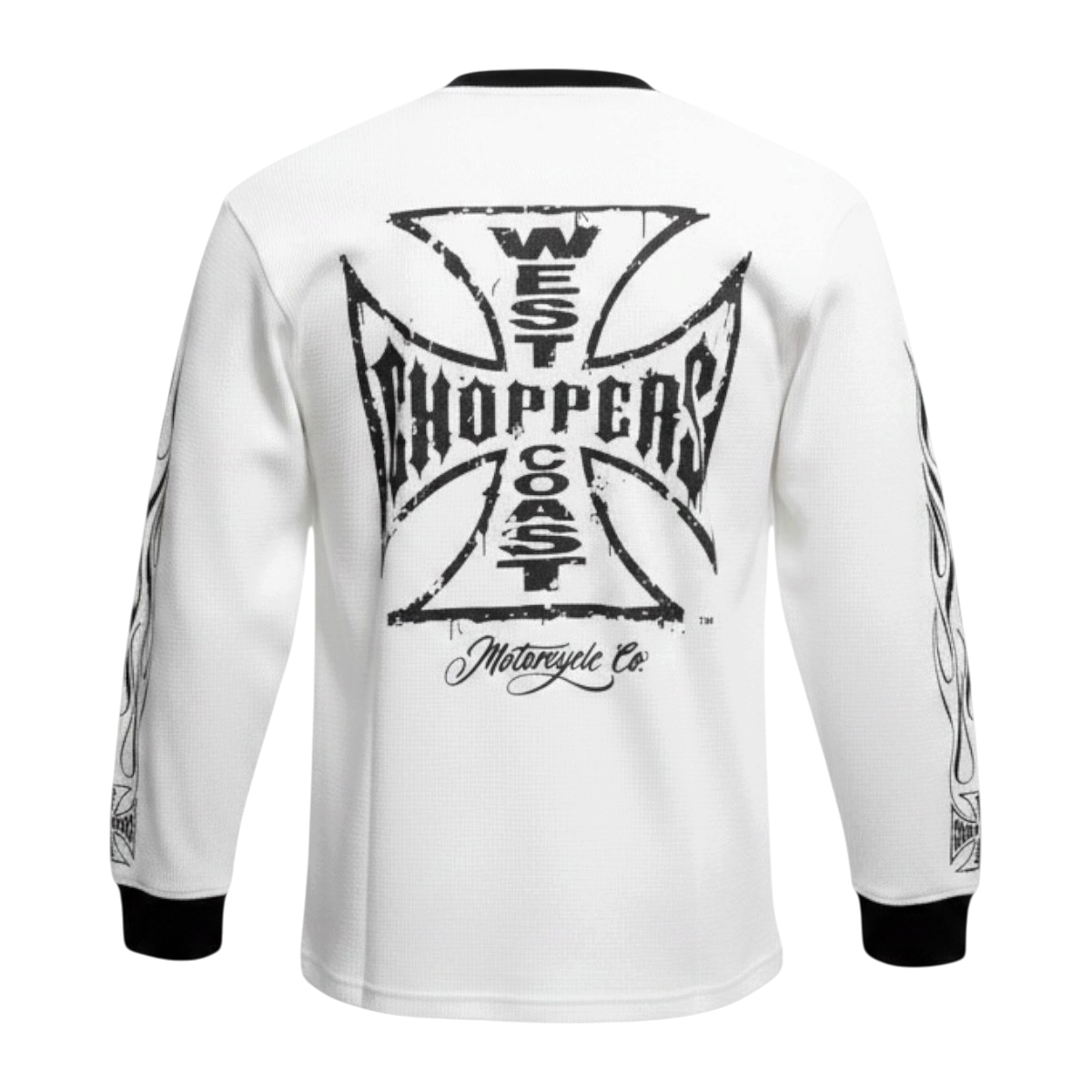 WCC WORN CROSS WAFFLE LONG SLEEVE - WHITE – West Coast Choppers