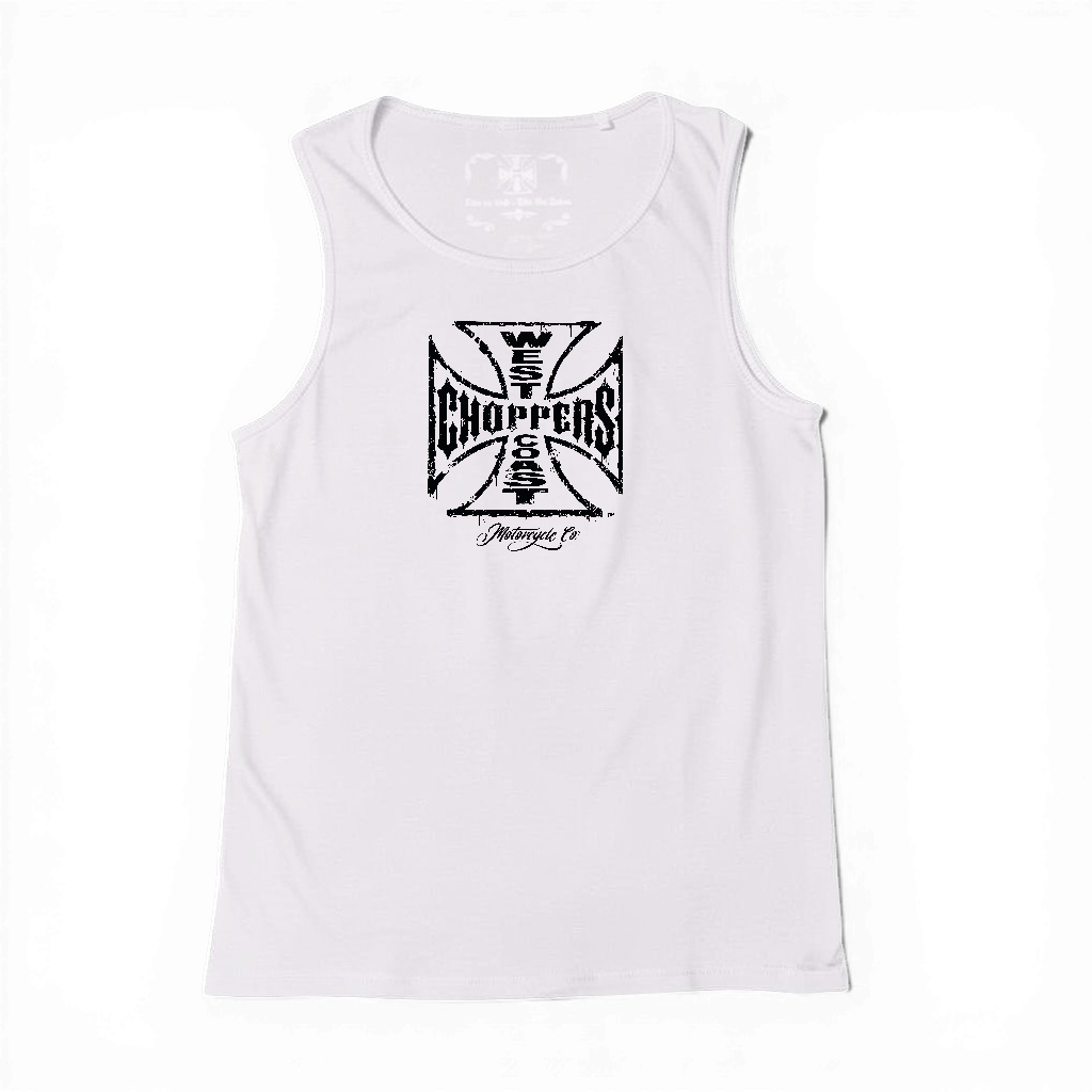 WORN CROSS TANKTOP - WHITE – West Coast Choppers