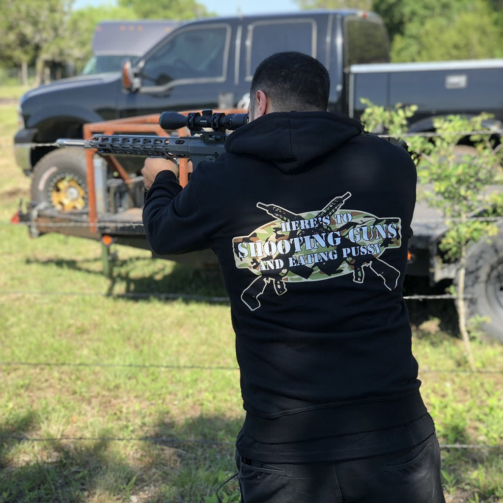 SHOOTING GUNS ZIP HOODIE Black - West Coast Choppers