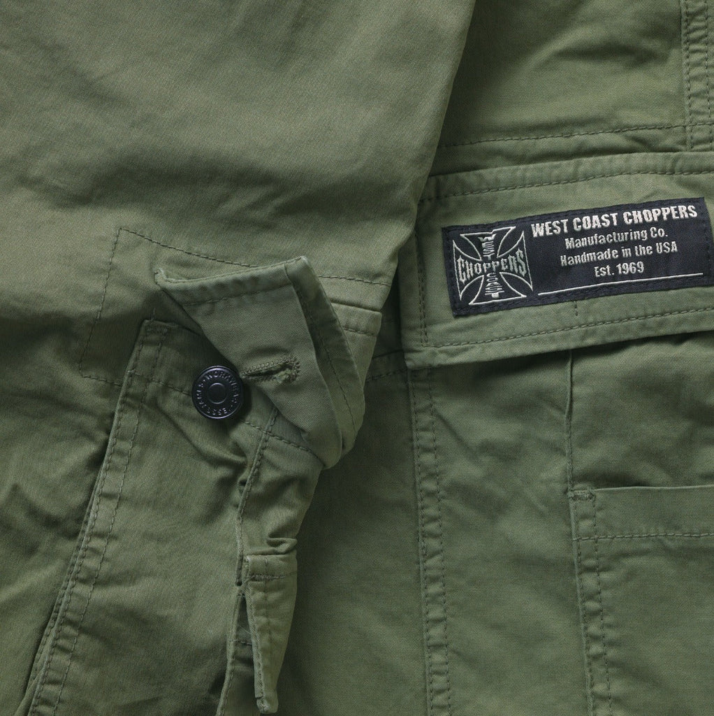 WCC CFL CARGO SHORTS - VINTAGE OLIVE GREEN - West Coast Choppers