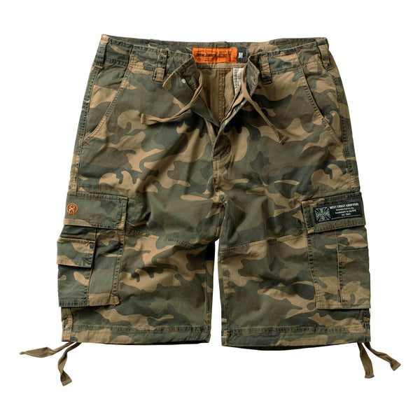 WCC CFL CARGO SHORTS VINTAGE WOODLAND CAMO – West Coast Choppers