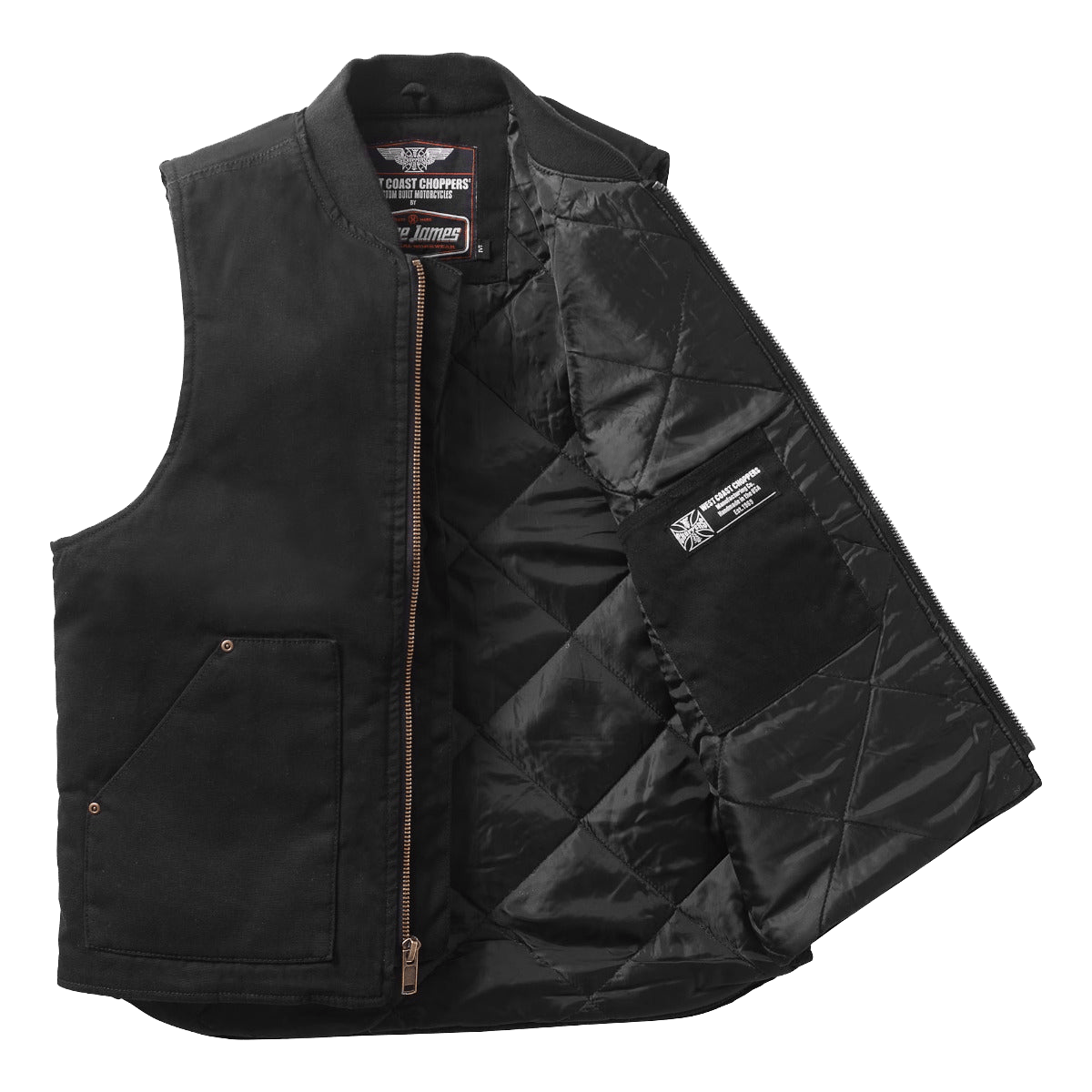WCC HEAVY DUTY CANVAS WORKVEST - BLACK – West Coast Choppers WCC HEAVY DUTY CANVAS WORKVEST - BLACK – West Coast Choppers