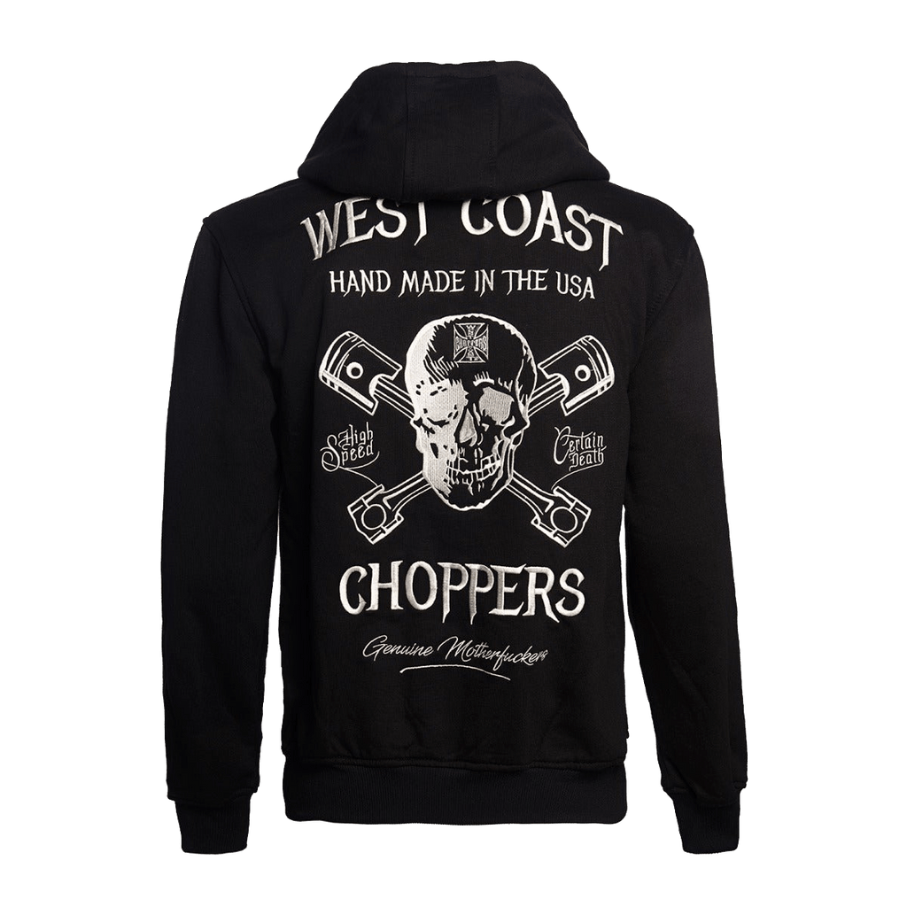 WCC HIGH SPEED ZIP HOODY - BLACK - West Coast Choppers