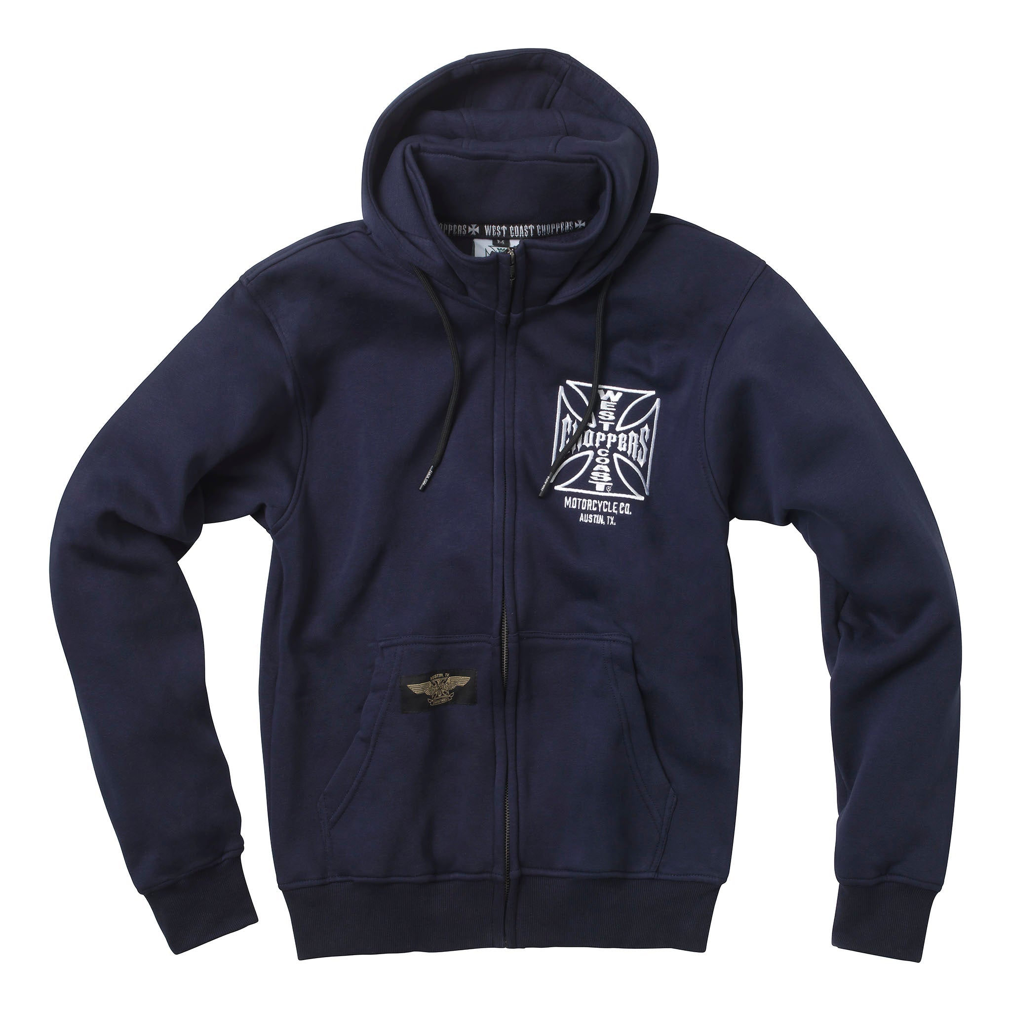 トップス WEST COAST CHOPPERS wcc-og-atx-zip-hoody-navy-blue