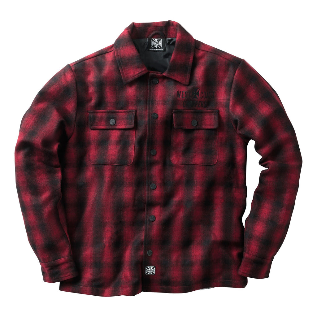 WCC WOOL LINED PLAID JACKET - RED/BLACK - West Coast Choppers