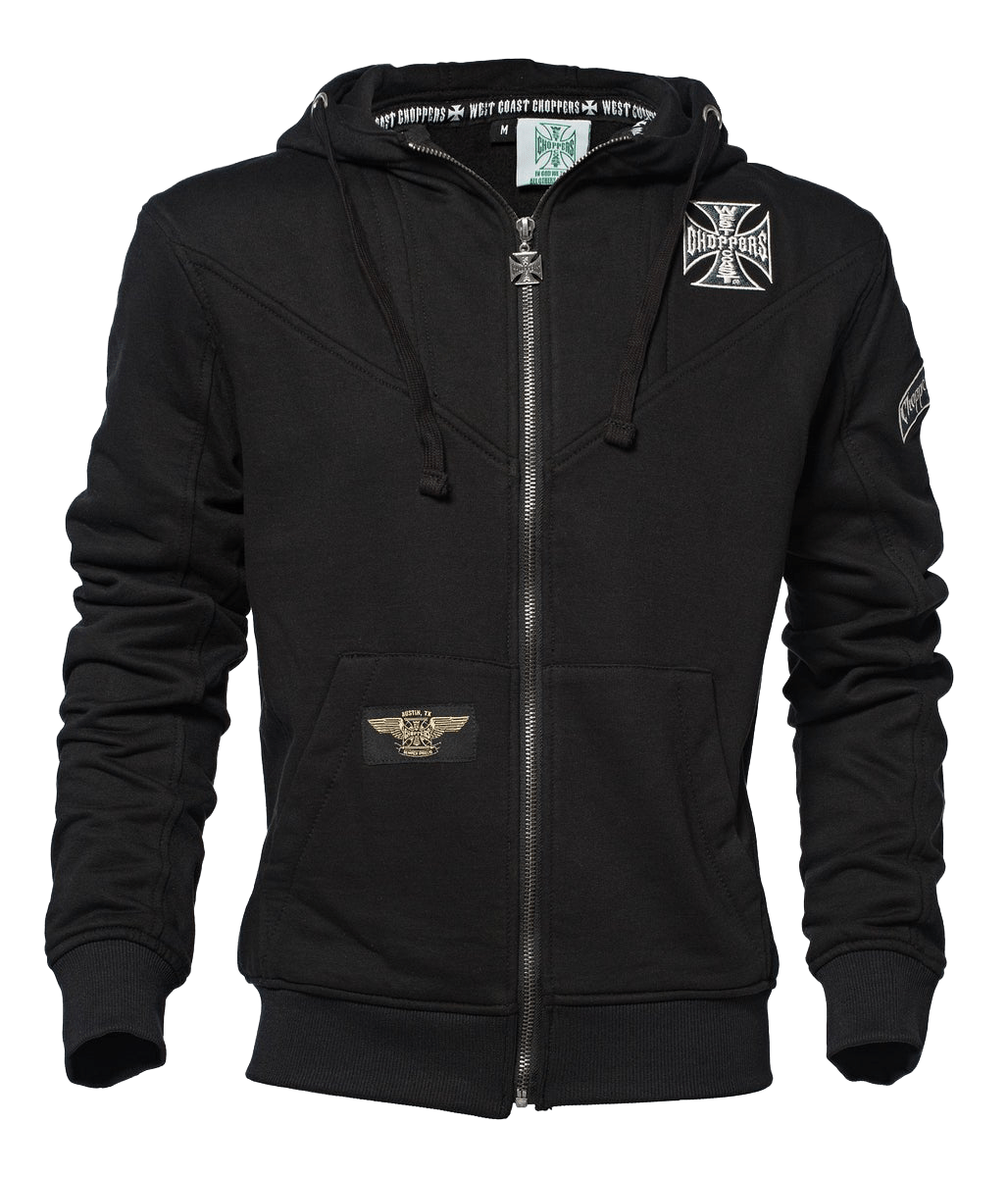 WEST COAST CHOPPERS OG CLASSIC PANEL ZIP HOODY Black West