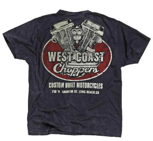 West Coast Choppers Panhead Tee - Vintage Blue - West Coast Choppers